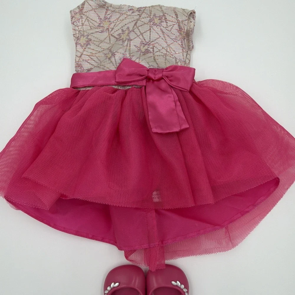 American Girl Magenta Tulle Party Dress and Gemstone Shoes for 18‎ Inch Dolls